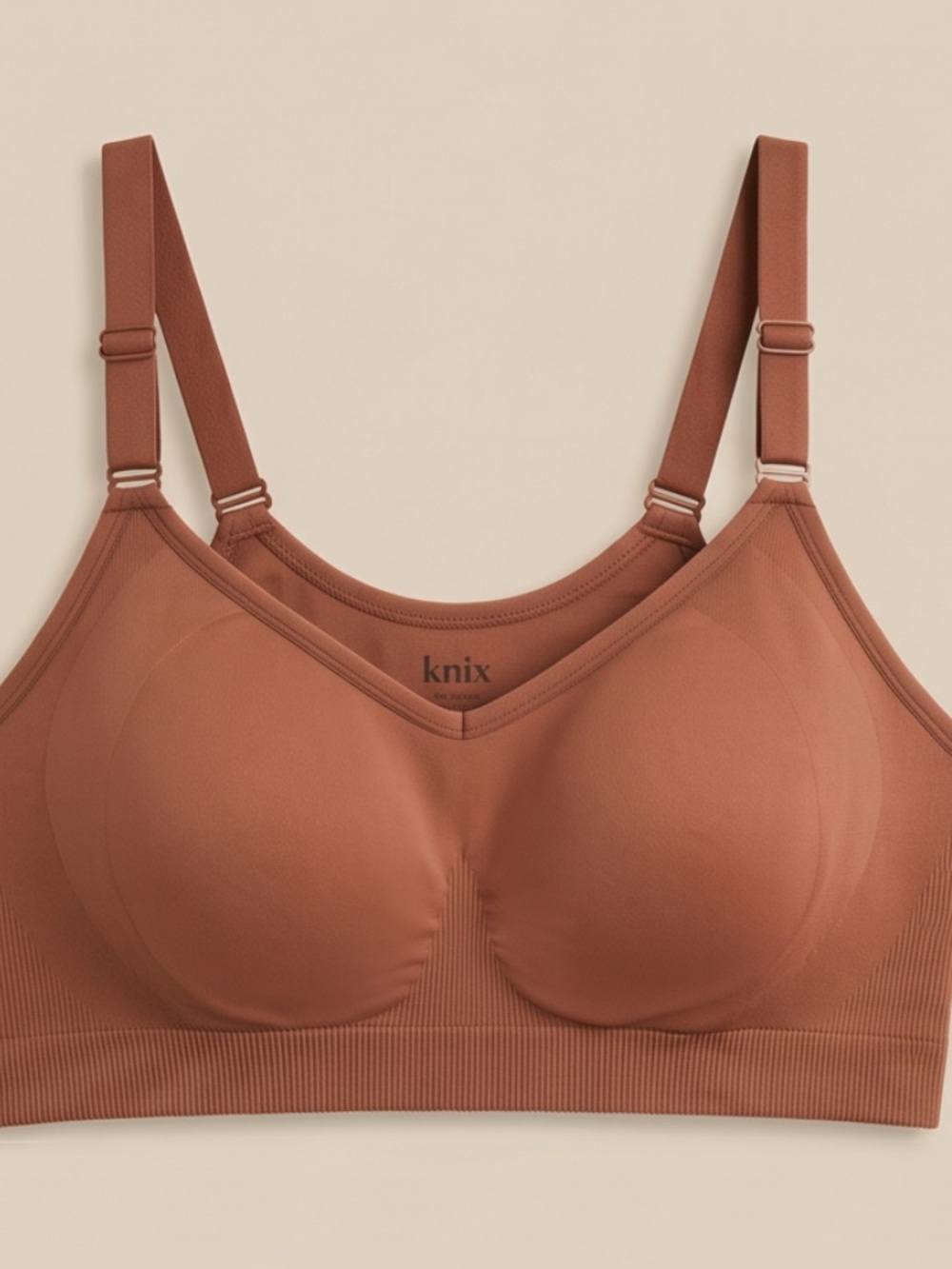 Knix Brown Seamless Bra with Adjustable Straps